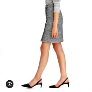 BANANA REPUBLIC Boucle Bluish Grey White Fringe Lined Preppy Textured SKIRT Sz 6